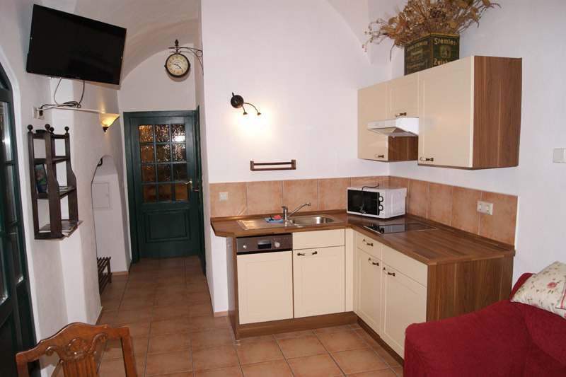 Ferienwohnung Kirchplatz – Wohnküche mit Flat TV Ferienwohnung Kirchplatz - Wohnküche mit Flat TV